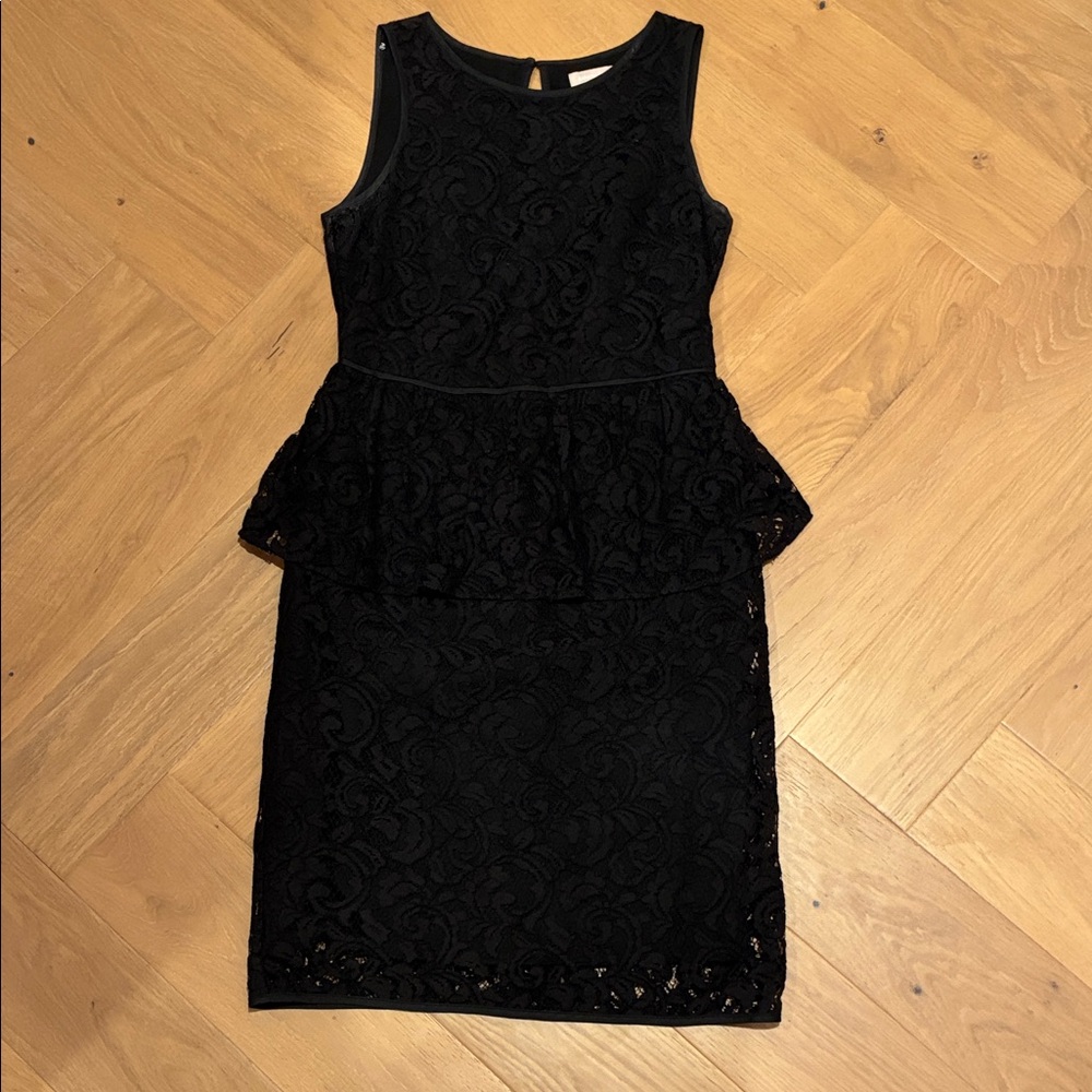 Banana Republic Black Peplum Lace Mini Dress